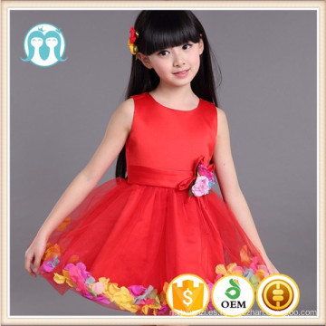 Vestido de la muchacha de flor de los niños del boutique de Europa de la venta caliente de multi colores de 9 años